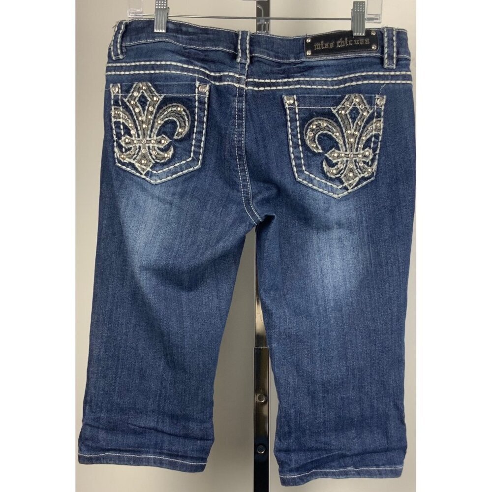 Miss chic denim shorts/ capri heavily stitched/rhynstones